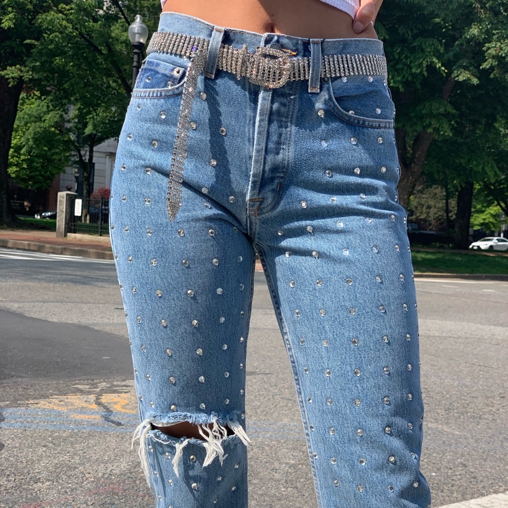 ALL OVER RINESTONE EMILIA JEANS CARMAR DENIM LF